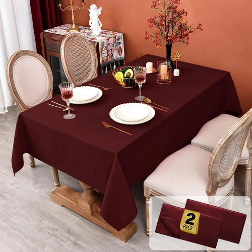 Vista 23 de MEANMOY Mantel cuadrado de poliéster lavable, resistente al agua y a las manchas, de 210 GSM, de 54 x 54 pulgadas, mantel de mesa rectangular sin