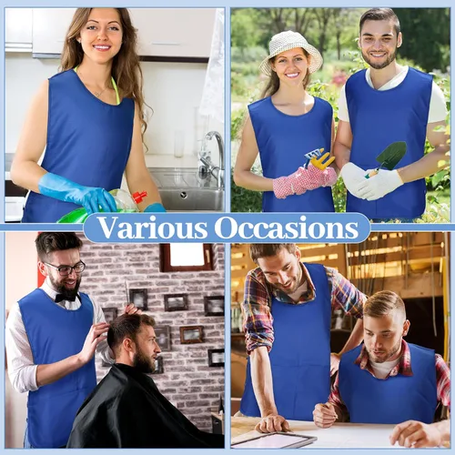 Vista 7 de Suhine 15 Pcs Cobbler Apron Smock Apron with 2 Deep Pockets and Side Ties Unisex Apron for work kitchen