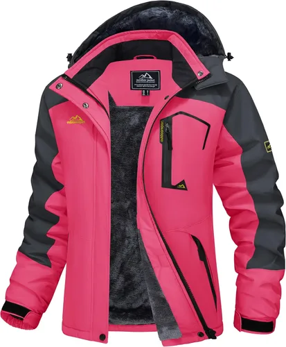 Vista 19 de MAGCOMSEN Chaqueta de Esquí para Mujer Impermeable Aislada Chaqueta de Nieve Cálida Resistente al Viento Abrigos de Invierno con Capucha Chaqueta
