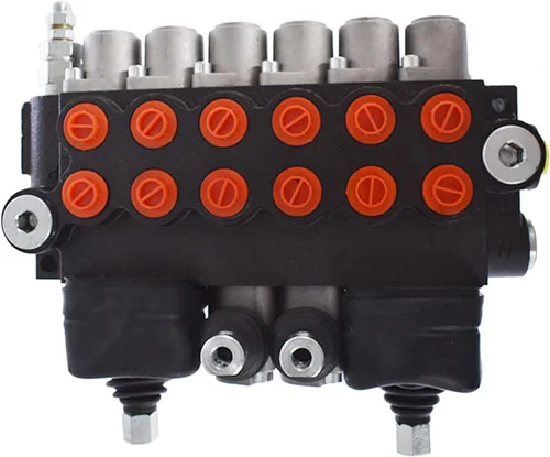 Vista 3 de Válvula de control direccional de retroexcavadora hidráulica de 2 joysticks, 6 carretes, 11 GPM