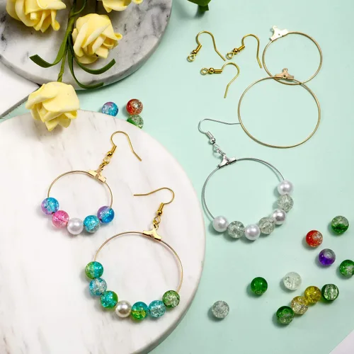 Vista 7 de 40 Pieces Earring Hoops for Jewelry Making Round Beading Hoop Earring for Earring Finding Making Supplies
