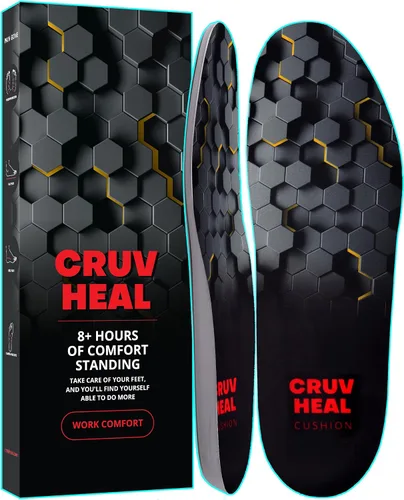 Vista 8 de CRUVHEAL Work Comfort - Plantillas ortopédicas antifatiga para hombres y mujeres, soporte de arco bajo, absorción de golpes, alivio del dolor