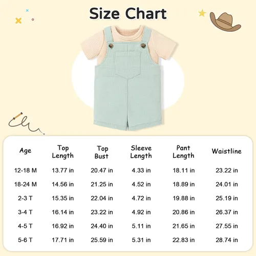 Vista 7 de MBMSHEGH Conjunto de ropa de verano para bebé y niño, con parte superior acanalada y tirantes con botones