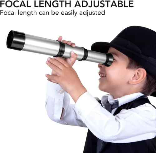 Vista 3 de Juguete de telescopio pirata de plástico: mini telescopio retro portátil ajustable con zoom, monóculo de bolsillo de 25 x 30 pulgadas, accesorio