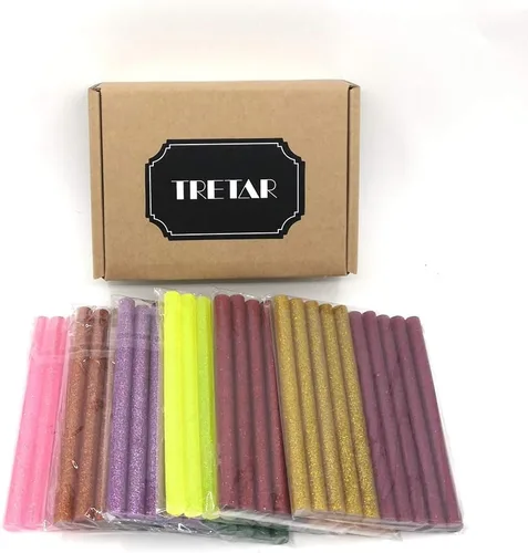 Vista 7 de Tretar - Barras de pegamento termofusible con purpurina, mini barras de pegamento caliente de colores para manualidades, bricolaje, reparación