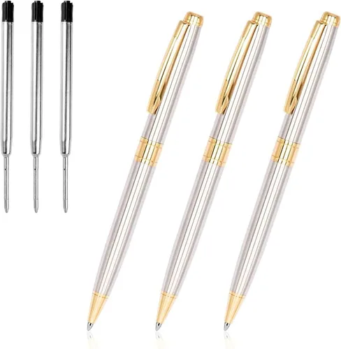 Vista 14 de Cambond Bolígrafos plateados – Bolígrafo giratorio de metal de tinta negra, punta media de 0.039 pulgadas para regalo, oficina, negocios, hombres