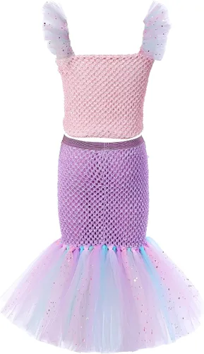 Vista 6 de Tutu Dreams Vestido de sirena para niñas, cumpleaños, fiesta de Halloween, ropa, regalos