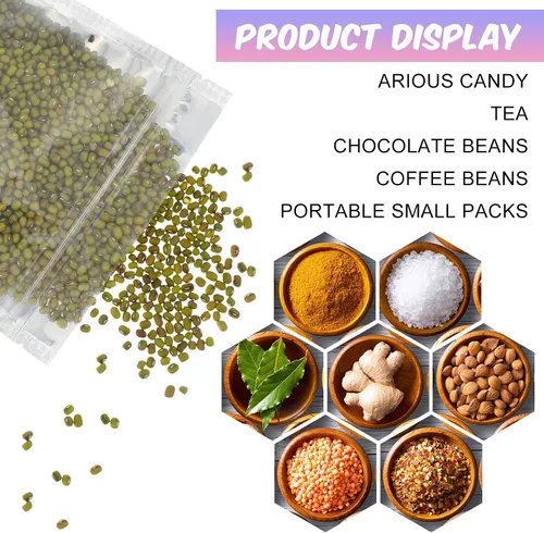 Vista 3 de Ctosree 200 bolsas de alimentos de pie, bolsas de caramelos, sellables, parte delantera transparente resistente con parte trasera de papel de 3.5" x