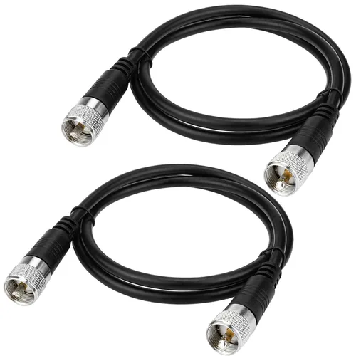 Vista 8 de Cable coaxial RG8X, cable de antena CB de puente PL259 corto de 12 pulgadas, conector macho UHF de 50 ohmios, baja pérdida para radioaficionado Negro