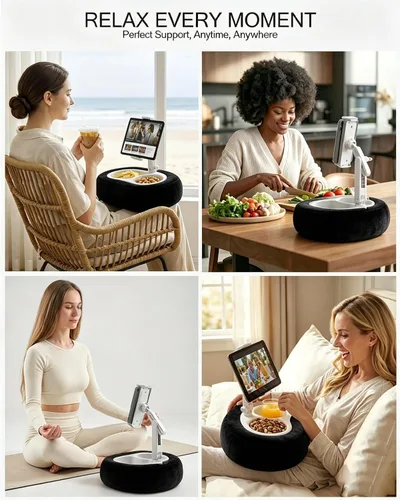 Vista 3 de Miledi Tablet Pillow Stand for Bed with 360° Rotating Holder, Black