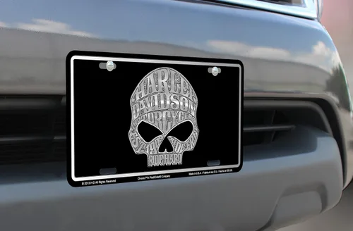 Vista 2 de Chroma 55001 Harley-Davidson Skull - Placa de matrícula estampada, 1 paquete