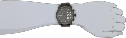 Vista 2 de Diesel - Reloj analógico de cuarzo de acero inoxidable 51 con correa de piel, negro, 26 (modelo DZ4216)