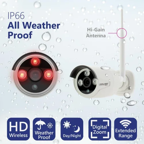 Vista 6 de Crystal Vision CVT9604E-3010W Sistema de vigilancia inalámbrico todo en uno HD NVR CCTV con 2TB HDD, monitor y enrutador integrados, cámara Auto Pair