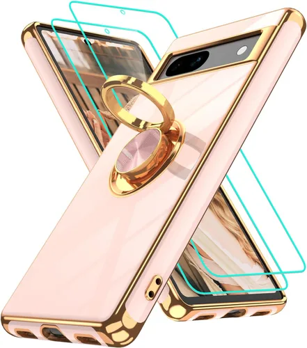 Vista 342 de Funda para Motorola Moto G 5G 2024: Funda Moto G Play 5G 2024 con 2 piezas de protectores de pantalla, soporte de anillo de rotación de 360°