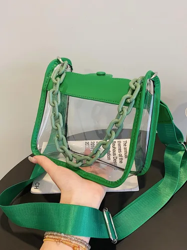 Vista 9 de Bolsa transparente para mujer, bolsa de concierto, aprobada para estadios, bolsa transparente de hombro, bolsa cruzada, bolsa de regalo