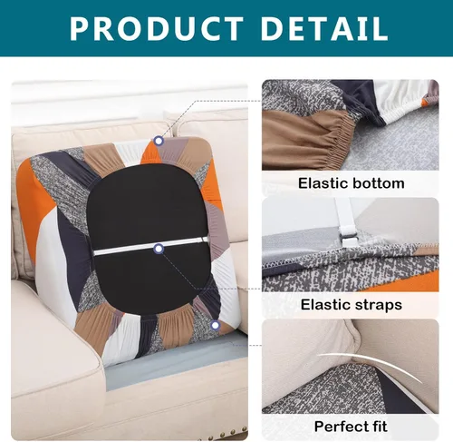 Vista 79 de hyha Fundas de cojín de sofá estampadas, fundas de sofá florales lavables para sofás con 2 cojines, fundas de cojín de patrón elástico para muebles