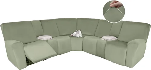 Vista 89 de HDCAXKJ Fundas de sofá seccional reclinable de terciopelo, cubierta de sofá seccional en forma de L, lavable, elástica, suave, para rincón