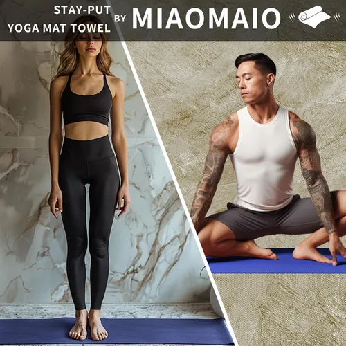 Vista 7 de MIAOMIAO Juego de toallas antideslizantes para yoga caliente, microfibra súper absorbente, 24.5 x 72 pulgadas, diseño antideslizante, sin lesiones