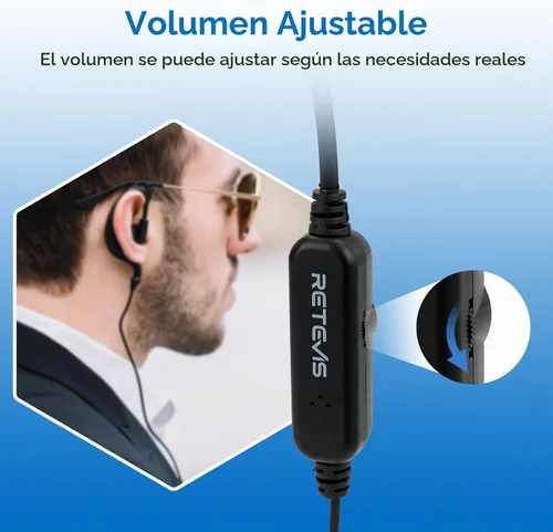 Vista 2 de Retevis Auricular Walkie Talkie de ajuste de volumen, para RT22/RT68/RT21