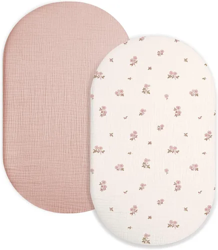 Vista 15 de Sábana de moisés para bebé niño y niña, sábanas ajustadas para colchón de moisés rectangular, ovalado, de reloj de arena, sábanas de cesta de Moisés