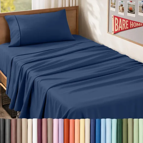 Vista 82 de Bare Home Juego de Sábanas Twin - Sábanas de Cama de Microfibra Ultra-Suave 1800 - Doble Cepillado - Bolsillos Profundos - Ajuste Fácil - Extra