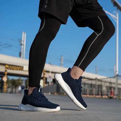 Vista 6 de Slow Man Zapatos de correr para hombre, zapatos de caminar para hombre, de malla de punto, transpirables, zapatos deportivos sin cordones, cómodos