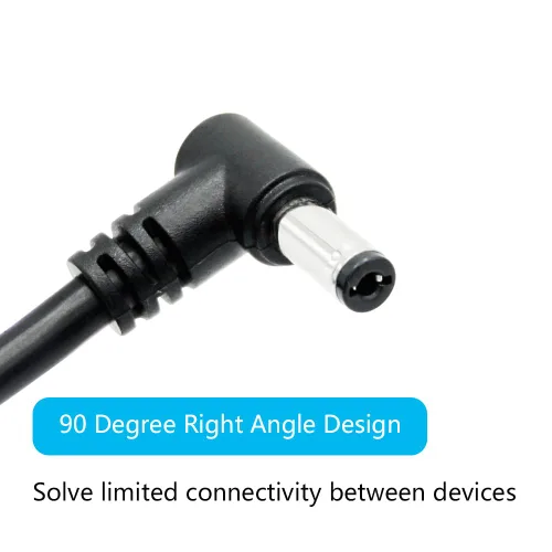 Vista 3 de Cable de extensión de alimentación de 9 pies - 0.217 in x 0.083 in, 18AWG, ángulo recto de 90 grados DC 5521 macho a hembra, cable de alimentación