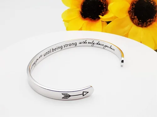 Vista 132 de Pulseras inspiradoras para mujer, joyería de acero inoxidable, con refranes, pulsera motivacional con mensaje oculto, pulseras grabadas para mejor