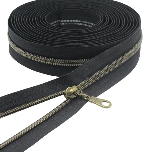 Vista 28 de YaHoGa #5 Cremalleras metálicas de nailon color latón antiguo de The Yard Bulk Cinta beige de 10 yardas con 25 unidades de tiradores para costura