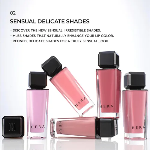 Vista 6 de HERA Brillo labial sensual tono nude #102 FLIRTY [Presentado en JUST MAKEUP] Acabado voluminizador, ligero y brillante, no pegajoso, hidratante