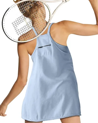 Vista 2 de Vestido de tenis para mujer FP Dupes Hot Shot Mini vestido enterizo de gran tamaño con bolsillos, pantalones cortos integrados gratuitos para verano