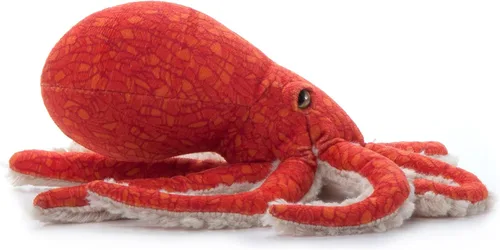 Vista 5 de The Petting Zoo Peluche de pulpo rojo del Pacífico, regalos para niños, animales marinos salvajes Onez, juguete de peluche de pulpo de 8 pulgadas