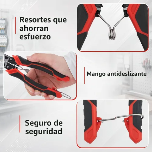 Vista 3 de Juego de alicates, 3 piezas, para bricolaje y uso doméstico, multifuncionales