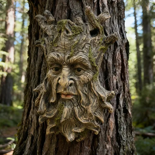Vista 8 de Abrazador de árbol de elfo fuera de la puerta de 12 pulgadas, estatua de gnomo, cara de árbol, decoración de jardín para patio, gnomo al aire libre