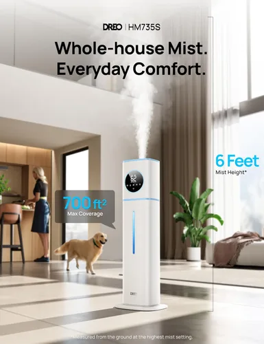Vista 2 de DREO HM735S - Humidificador inteligente de 11 L, habitación grande, 700 pies cuadrados, humidificadores de aire de niebla fría 100H para dormitorio