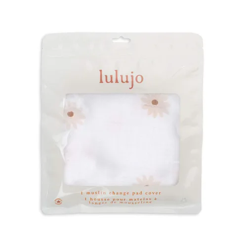 Vista 3 de lulujo Funda para cambiador de bebé, 100% muselina de algodón, tamaño estándar, 32 x 16 pulgadas, margaritas