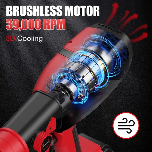 Vista 2 de Rociador de pintura para batería Milwaukee 18V - Pistola de espray HVLP de 600W con motor sin escobillas, botella de gran capacidad de 1000ml y 4