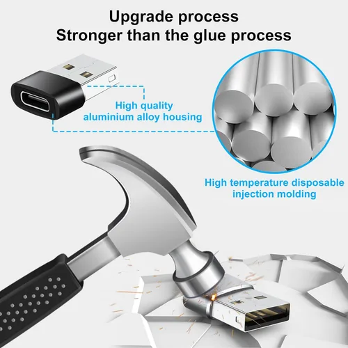 Vista 7 de Paquete de 10 adaptadores USB a USBC, adaptador USB A a C, adaptadores USB-A a USB-C, convertidor de cable USB a USBC para iPhone 15, iPad Pro Gris