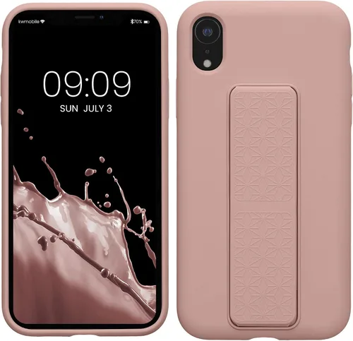 Vista 12 de kwmobile Funda compatible con Apple iPhone XR - Funda con correa de mano y revestimiento de silicona TPU suave - Azul Báltico