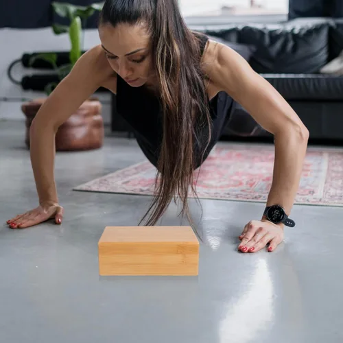 Vista 9 de SUPVOX Ladrillos de yoga de bambú, bloque de yoga, ladrillo de madera, ladrillo de yoga, corcho, ladrillo de madera, ladrillo de yoga, entrenamiento