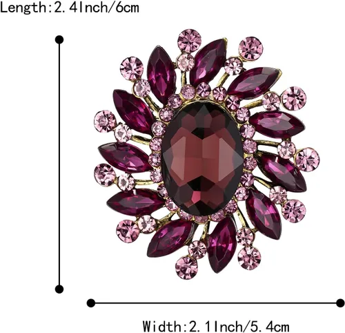 Vista 4 de BriLove Broches de marquesa ovalados con diamantes de imitación de cristal austriaco para mujer