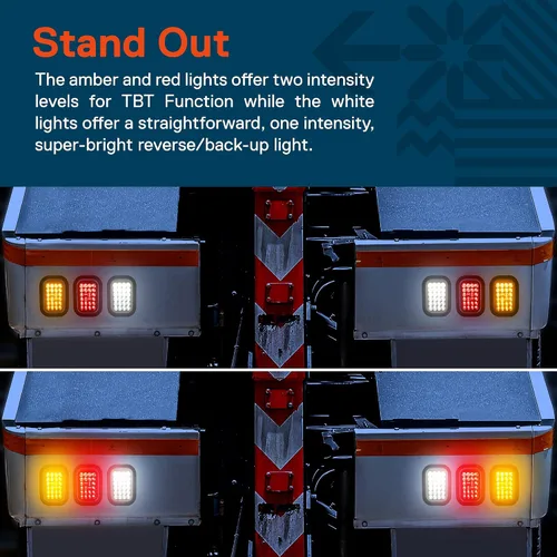 Vista 6 de TRUE MODS Kit de Luces Traseras LED Rectangulares Ámbar de 5x3 3x5 Pulgadas para Remolque [DOT FMVSS 108] [SAE I6 P P2] [Arandelas/Conectores]