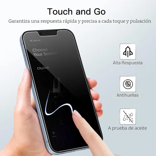 Vista 5 de JETech Protector de pantalla de privacidad para iPhone 14 Plus de 6.7 pulgadas, película de vidrio templado antiespía, 2