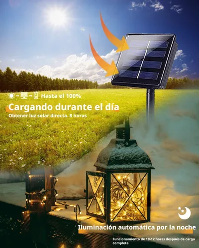 Vista 3 de Guirnalda de luces solares para exteriores, paquete de 2 unidades, 500 LED Blanco Warm