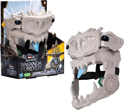 Vista 2 de Marvel Studios' Black Panther: Wakanda Forever Attuma Shark Armor Mask Juguete de juego de rol con función de expansión Hammerhead