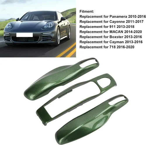 Vista 2 de Fydun Coche Key Fob Cover Shell Protector Key Fob Cover Assembly 3 Piezas para Cayman 911 718 (Verde)