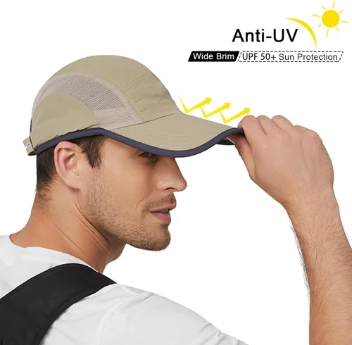 Vista 2 de Gorra de béisbol de secado rápido, malla ligera, protección UV para deportes al aire libre