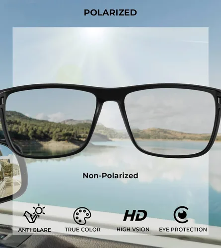 Vista 3 de QALLY 3 Pack Retro Square Polarized Sunglasses for Men UV Protection Rectangular Outdoors Sunglasses with Trendy Frame