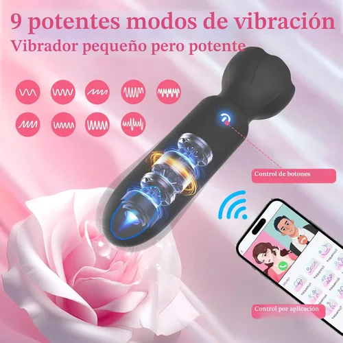 Vista 3 de Mini vibrador bala juguetes sexuales para adultos - Juguetes sexuales femeninos controlados por aplicación con 9 modos de vibración, lápiz labial