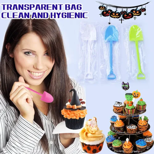 Vista 6 de OaaXbbECco Cucharas de postre plásticas desechables lindas de la forma de la pala de la novedad